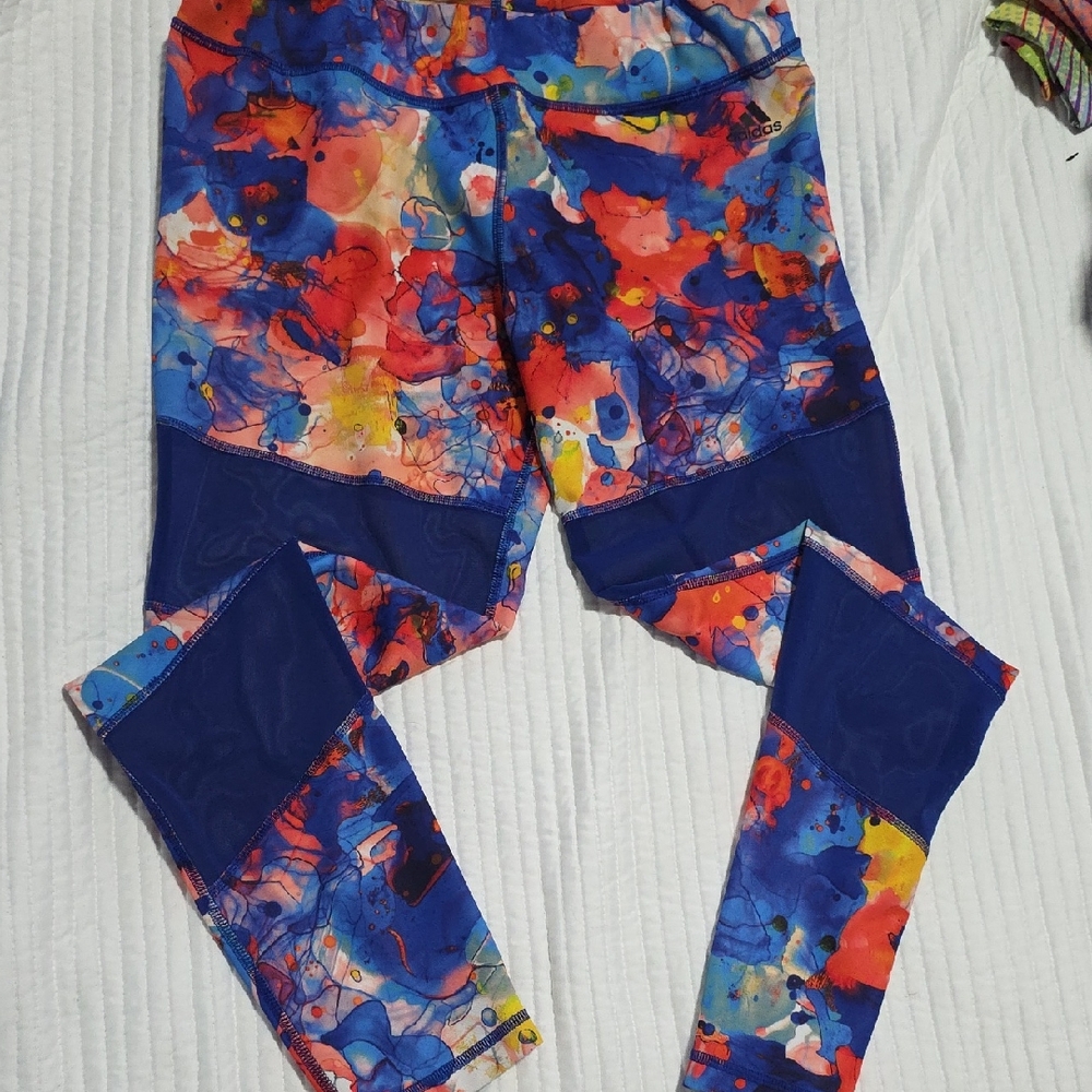 Adidas Blue and Red Leggings with Energetic Design